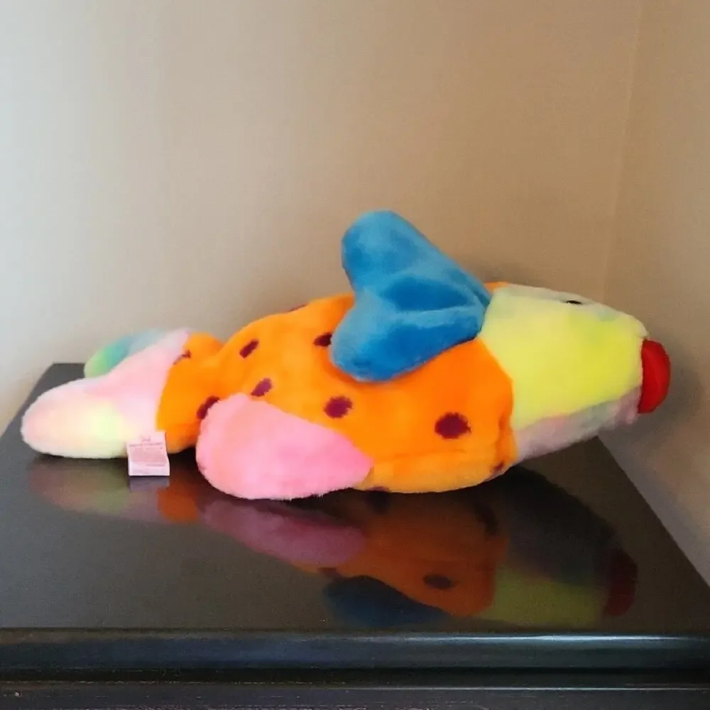 Ty Beanie Baby Lips Vibrant Plush Fish with Blue and Orange